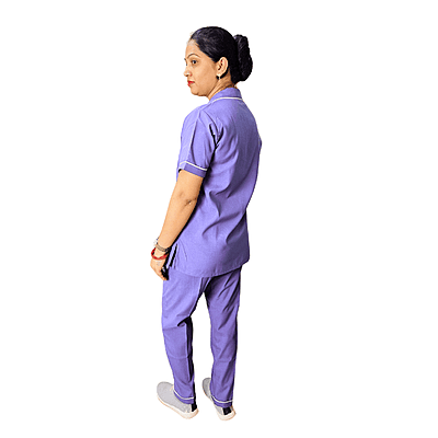 Nurse Uniform Female |Pant Shirt |Purple Round Collar Shirt. Bottom Strip Pant |Premium