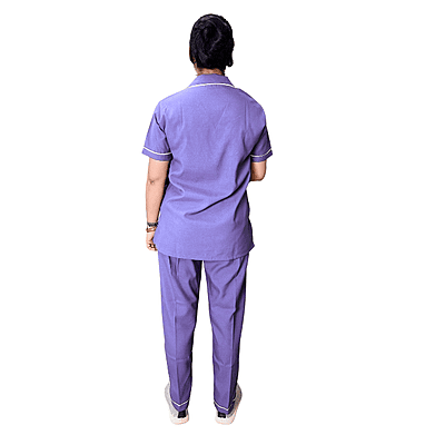 Nurse Uniform Female |Pant Shirt |Purple Round Collar Shirt. Bottom Strip Pant |Premium