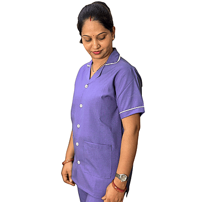 Nurse Uniform Female |Pant Shirt |Purple Round Collar Shirt. Bottom Strip Pant |Premium