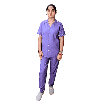 Nurse Uniform Female |Pant Shirt |Purple Round Collar Shirt. Bottom Strip Pant |Premium