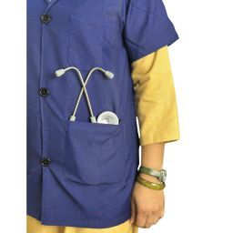 Lab Coat Apron Half Unisex Blue Ultra