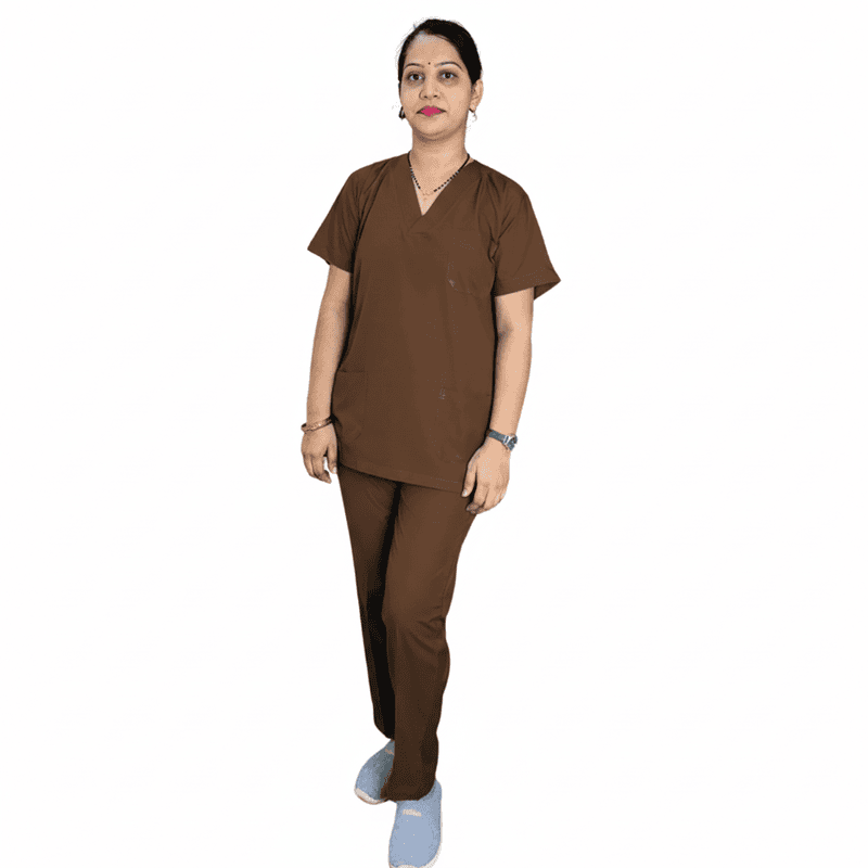 Doctor Scrub Shirt Pant Unisex Brown 
