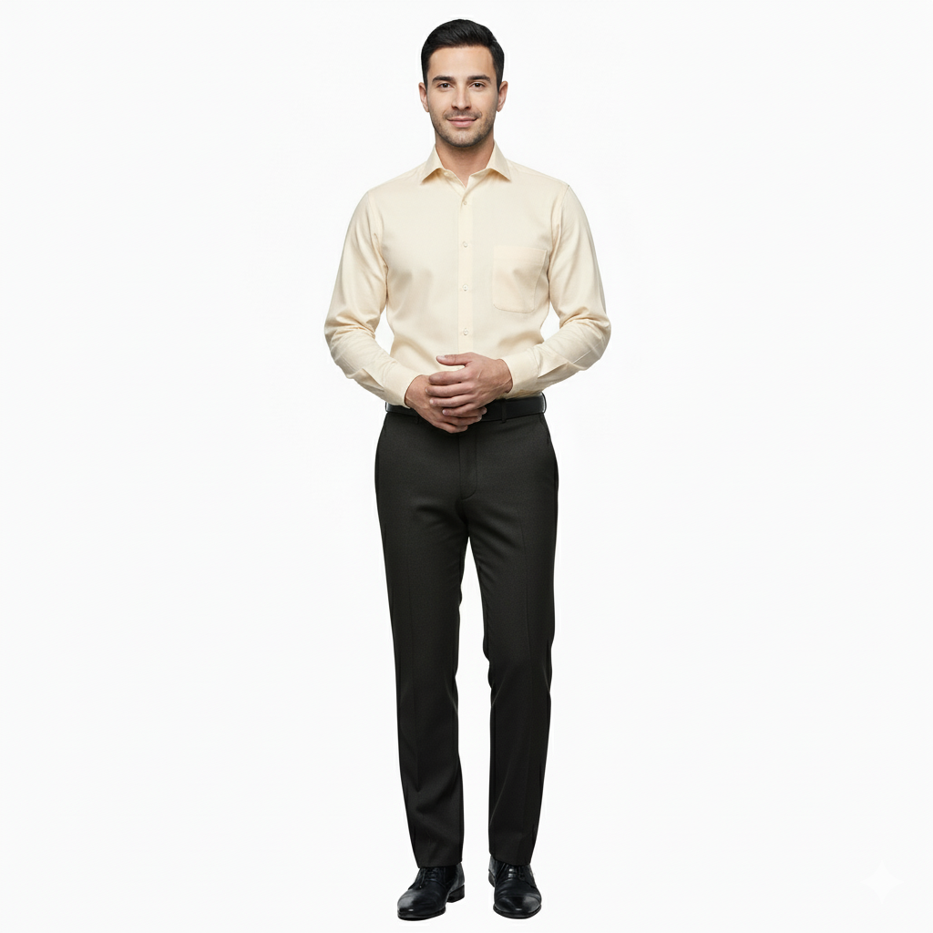 Formal Shirt Cream, Pant Black