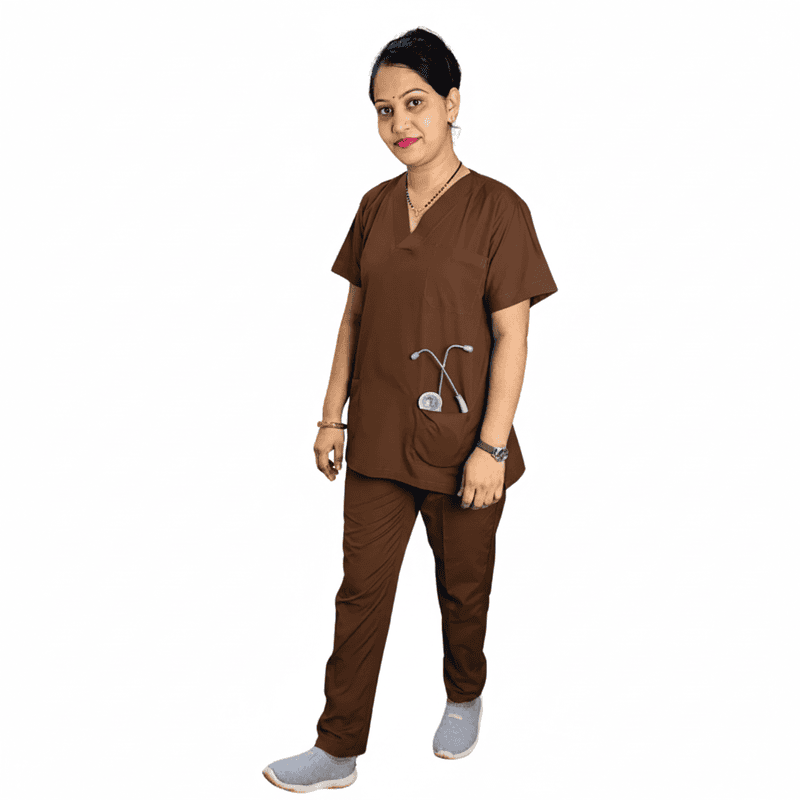 Doctor Scrub Shirt Pant Unisex Brown 