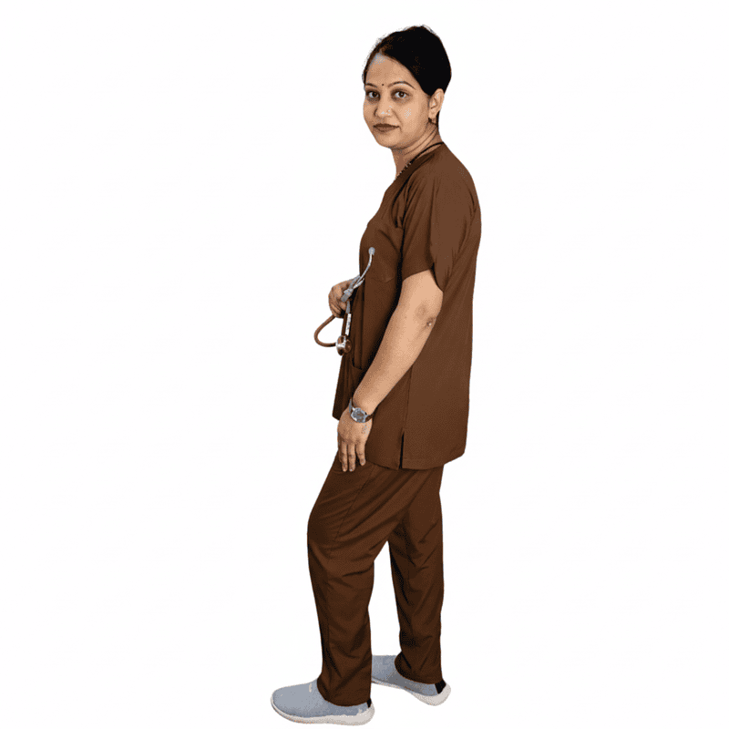 Doctor Scrub Shirt Pant Unisex Brown 