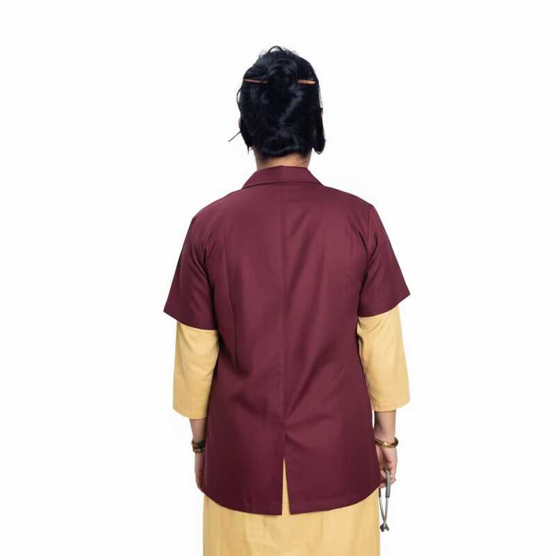 Lab Coat Apron Half Unisex Marron