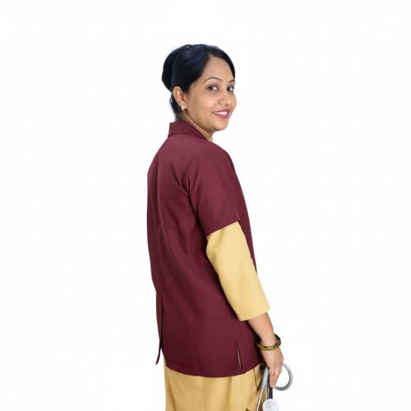 Lab Coat Apron Half Unisex Marron