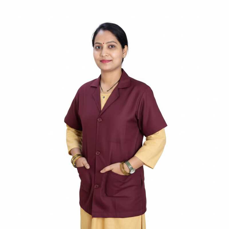 Lab Coat Apron Half Unisex Marron