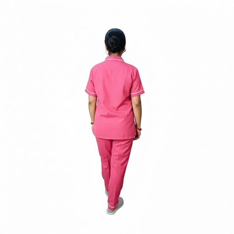 Nurse Uniform Stand Collar Shirt, Pant Pink