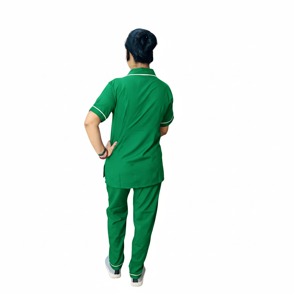 Nurse Uniform Stand Collar Shirt, Pant Female Green